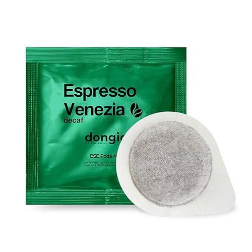 Dongio Caffe Venezia Decaf ESE 44mm Coffee Pods - 150 Count | Italian Decaf Espresso Pods, Dark Roast, Intensity 8/10, Rich Crema, Roasted in Italy