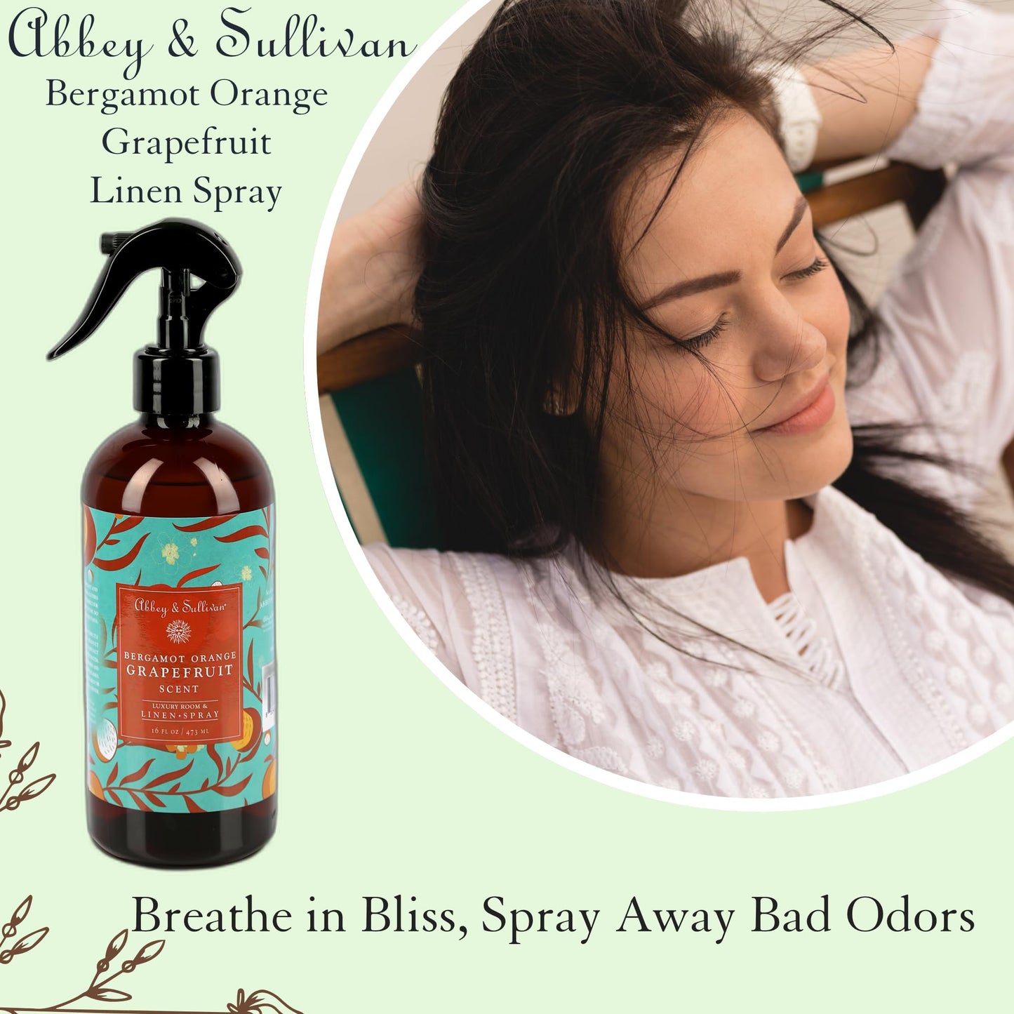 Abbey & Sullivan Linen Spray, Berg. Orange Grapefruit, 16 oz