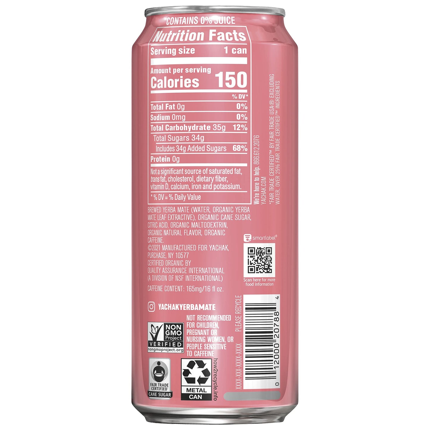 Yachak Yerba Mate Drink, Passionfruit, 16 Fl Oz (Pack of 12)