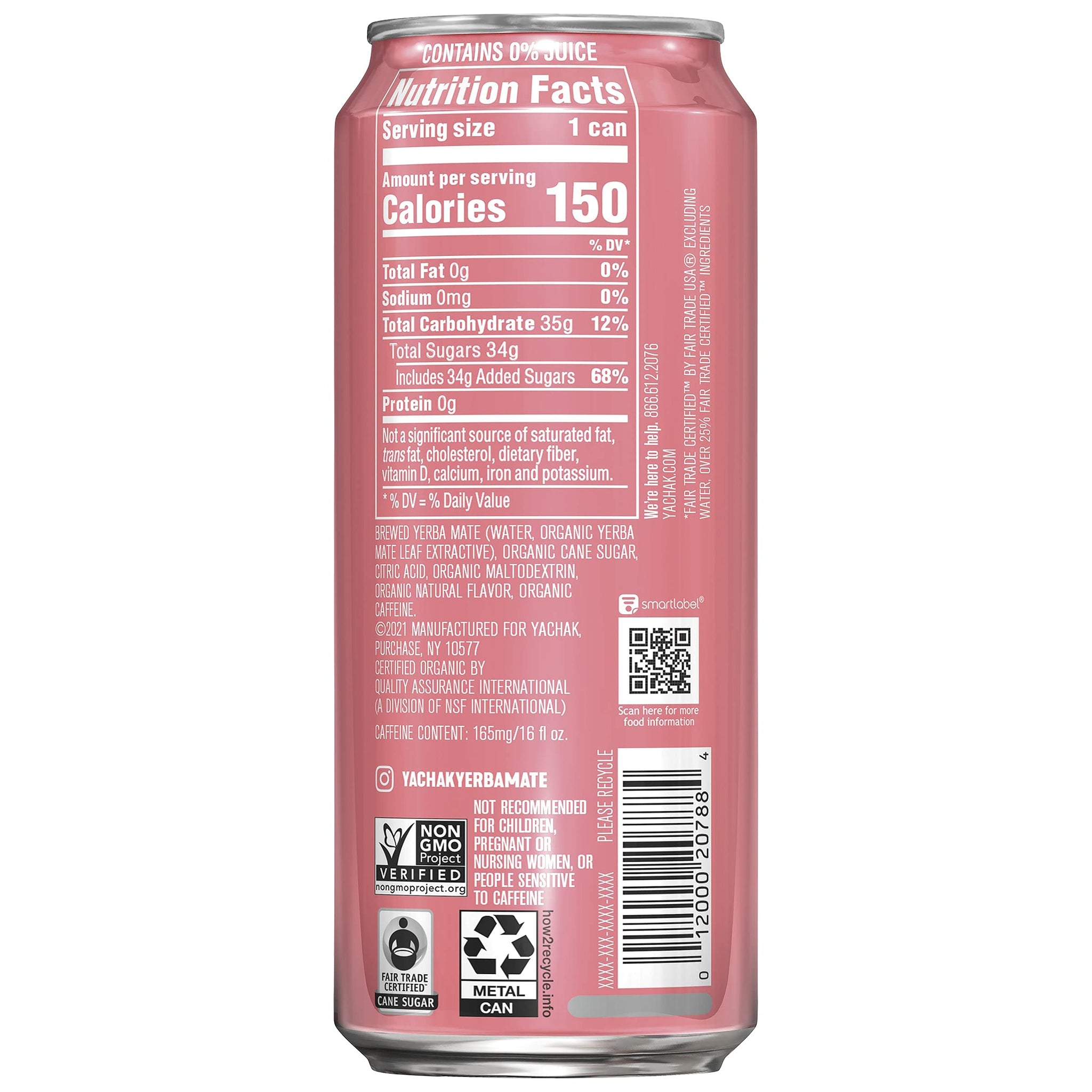 Yachak Yerba Mate Drink, Passionfruit, 16 Fl Oz (Pack of 12)