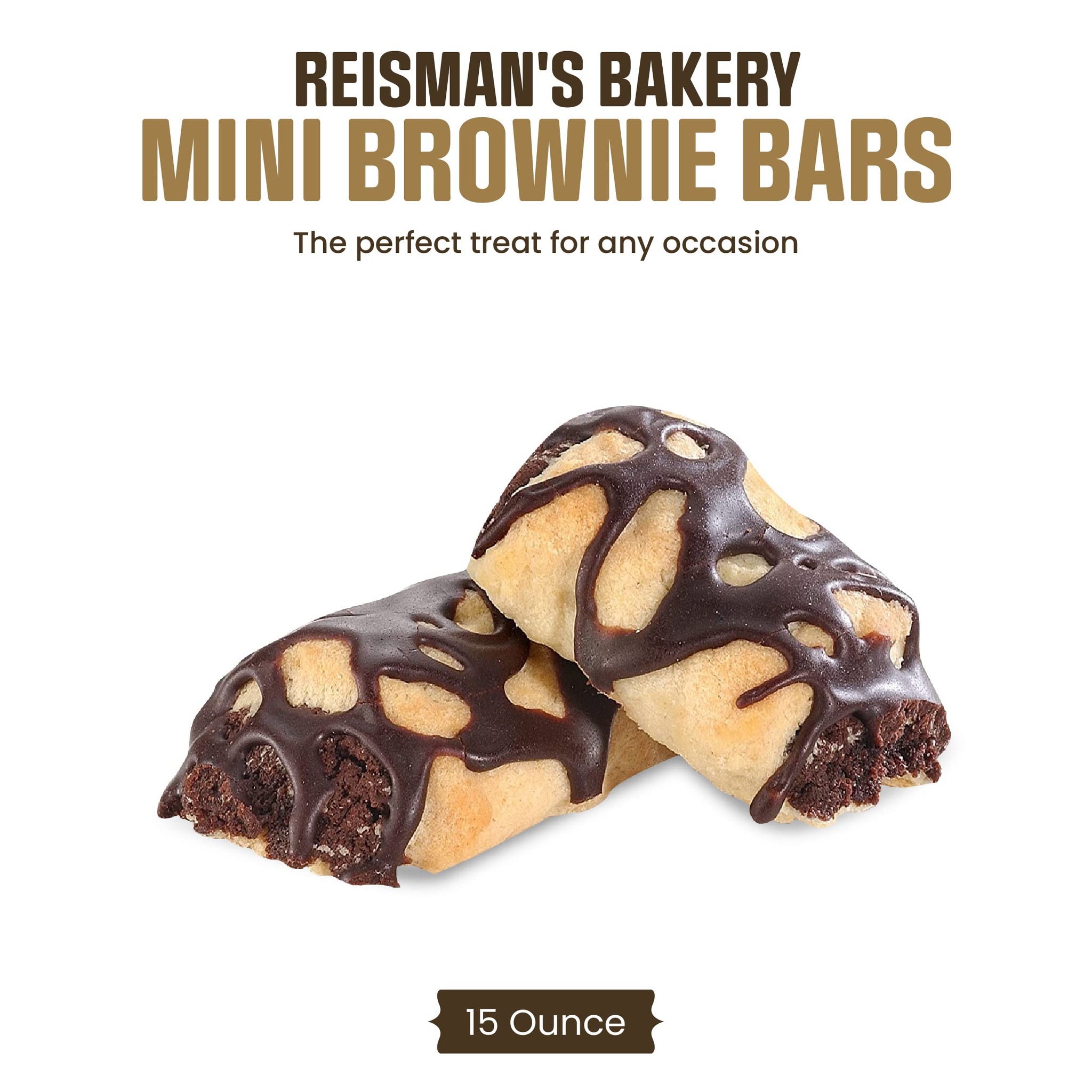 Reisman’s Bakery Mini Brownie Bars, Dairy-Free, Nut-Free Fresh Bakery Food, Chocolate Filling, OU Kosher-Certified Cookies, 15 Oz.