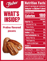 Fisher Snack Praline Pecans, 5.5 oz (Pack of 1), Resealable Pouch, Mammoth Candied Pecans, Perfect for Gifting or Personal Enjoyment, Crunchy