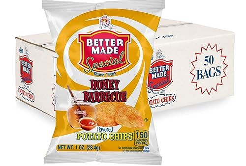 Better Made Special Potato Chips (Honey BBQ) - 50 Pack - 50 x 1 oz. Bags - Crunchy, Individual Snacks Made from Fresh Potatoes - Family Owned