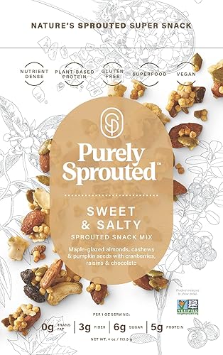 Purely Sprouted Sweet & Salty Snack Mix: Vegan, Gluten-Free, and Non-GMO Blend for a Healthy Crunch! (4 oz,4 pack)