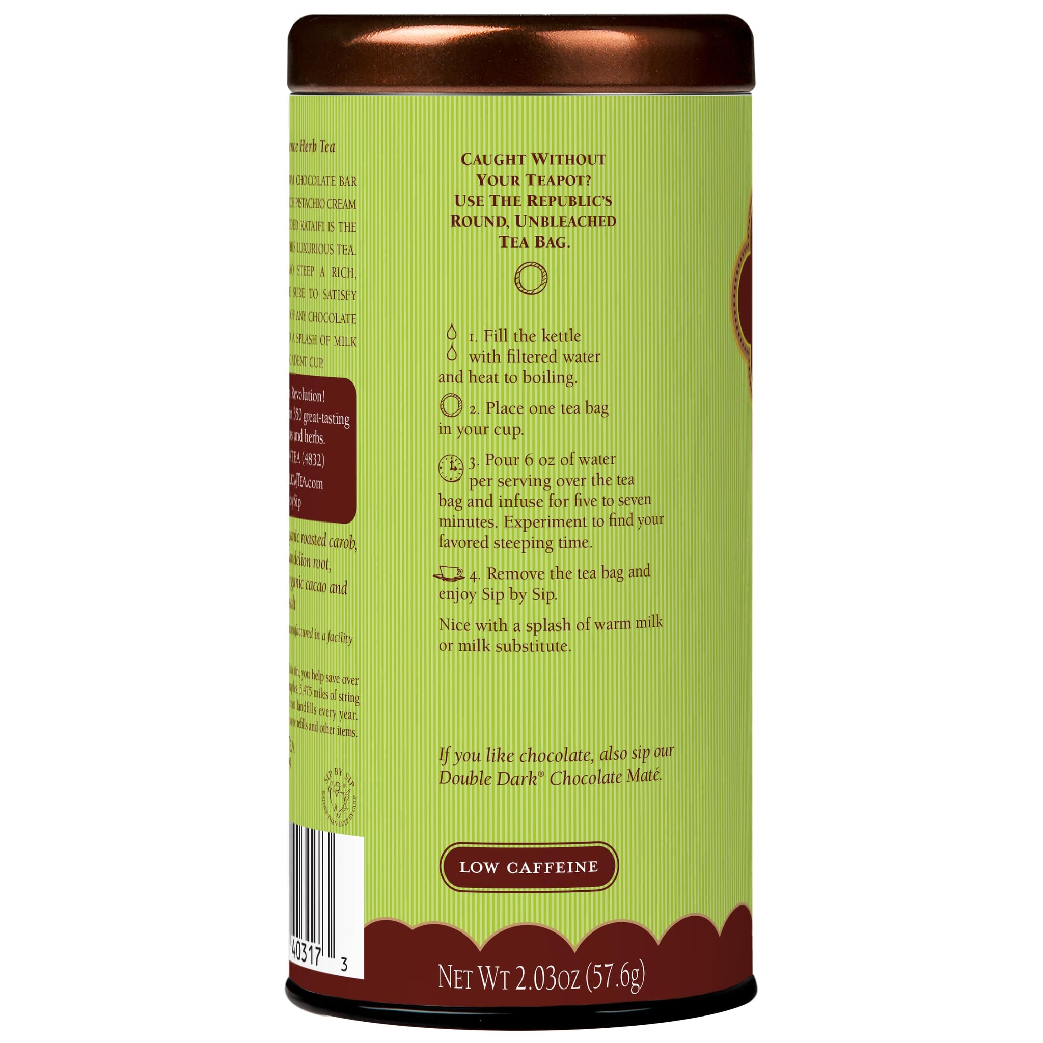 The Republic of Tea - Dubai Chocolate Cuppa Chocolate Herbal Tea, 36 Tea Bags