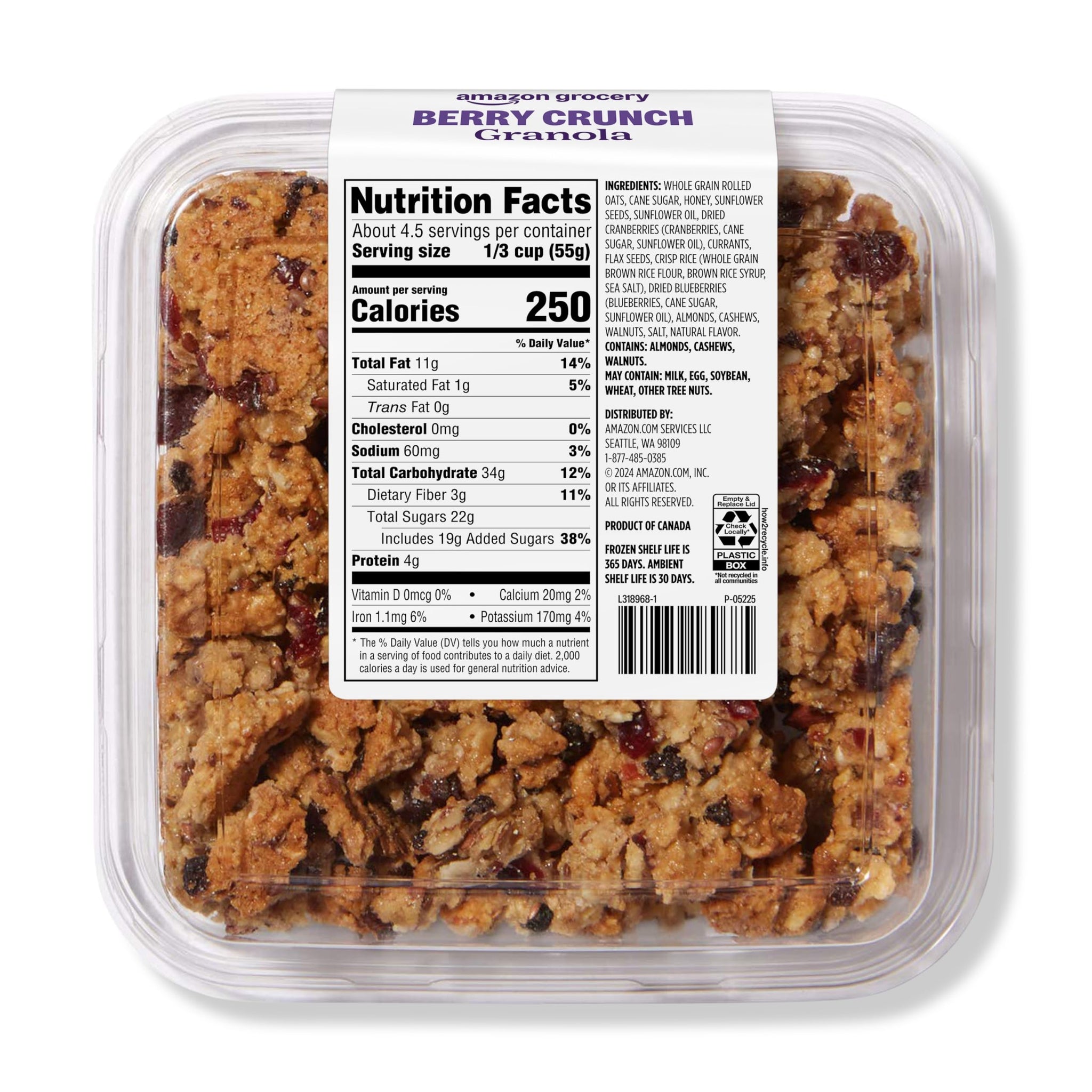 Amazon Grocery, Berry Crunch Granola, 9.2 Oz, Frozen