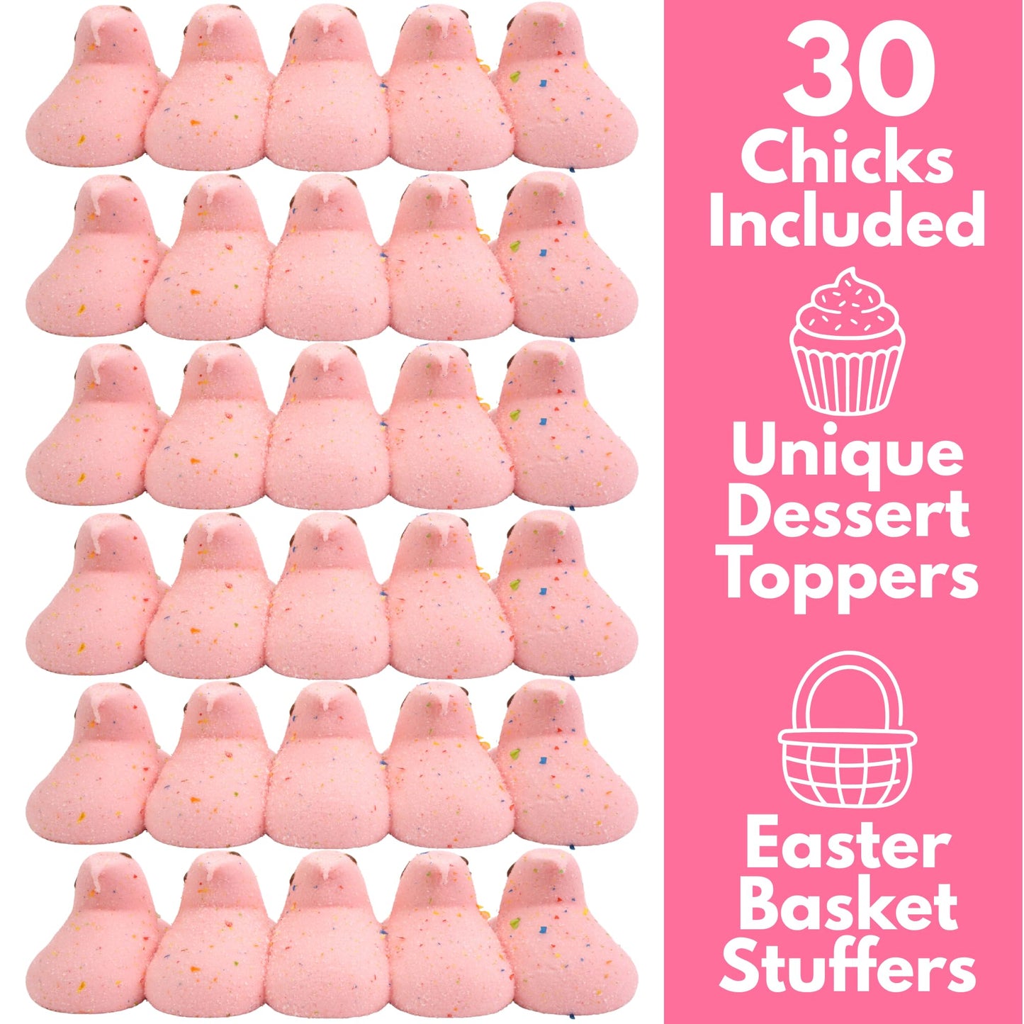Strawberry Pop Tart Peeps, Dessert Pastry Flavored Marshmallows, Easter Basket Stuffer Candy, 10 Count Boxes (Pack of 3)