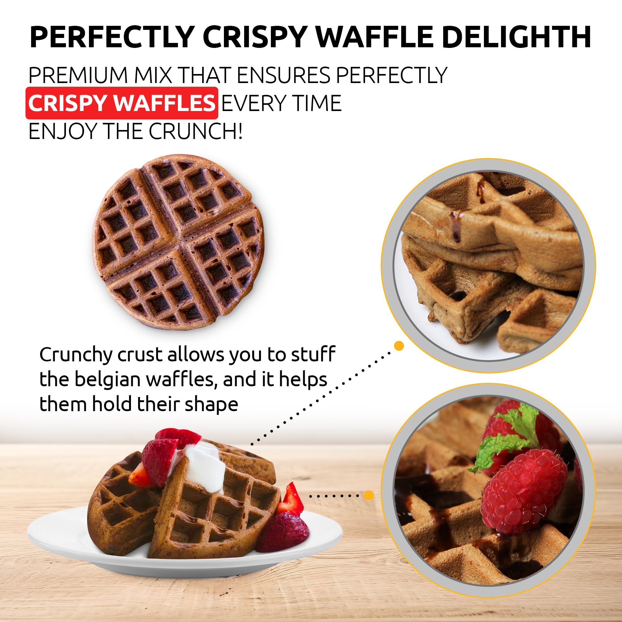 OldSoul Professional Belgian Waffle Mix | 5 Lbs | Crispy | Chocolate Flavour | 28 Waffles (5 Lbs, Traditional)