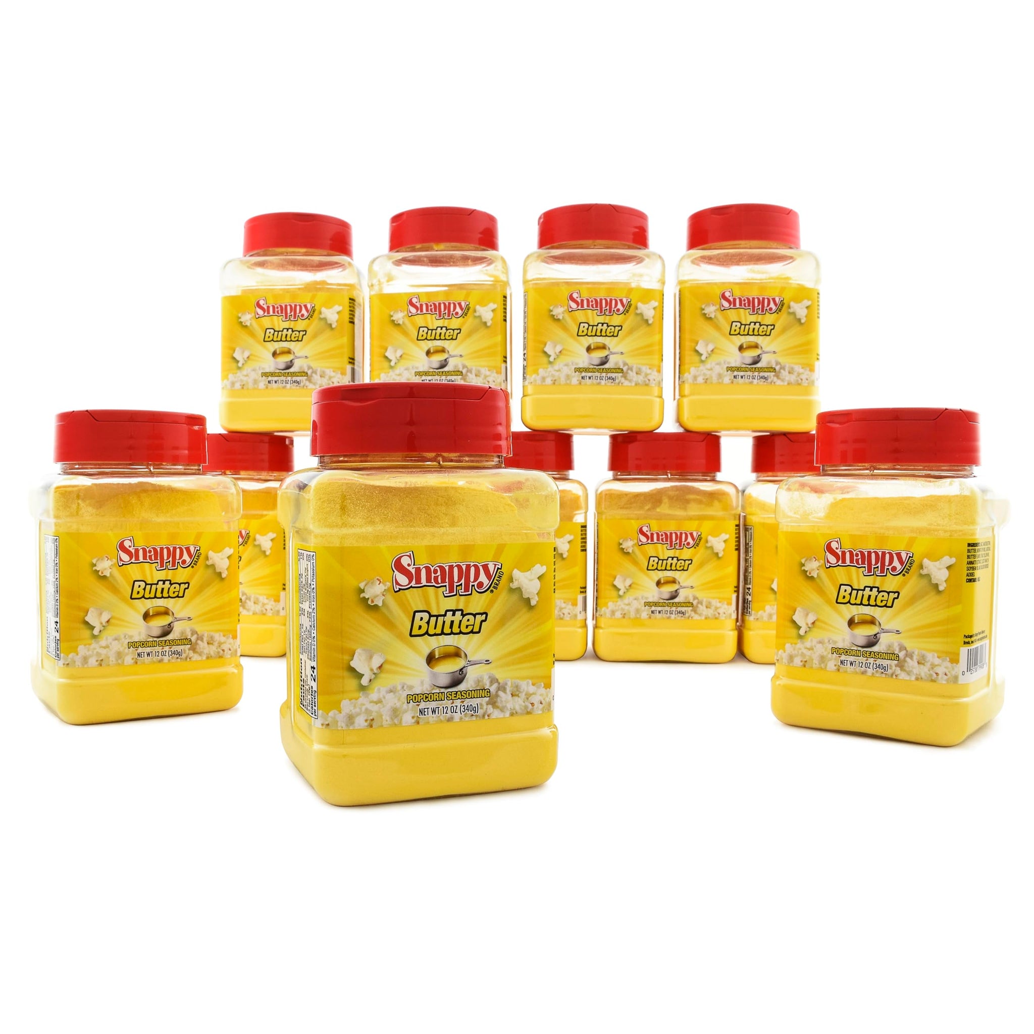 Snappy Butter Popcorn Seasoning, 12 oz, 12-Count Case, Bold Butter and Salt Flavor, No MSG Added