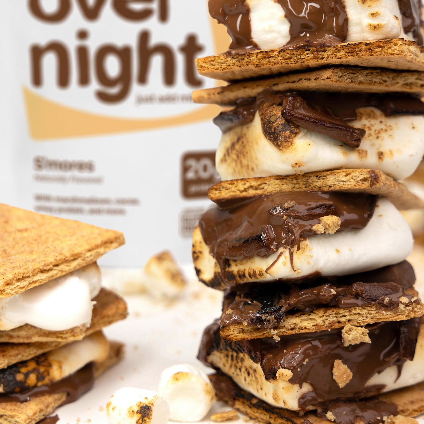 Oats Overnight Smores - Overnight Oats with 22g Protein, High Fiber Breakfast Protein Shake - Gluten Free Oatmeal, Non GMO High Protein Oatmeal (2.8