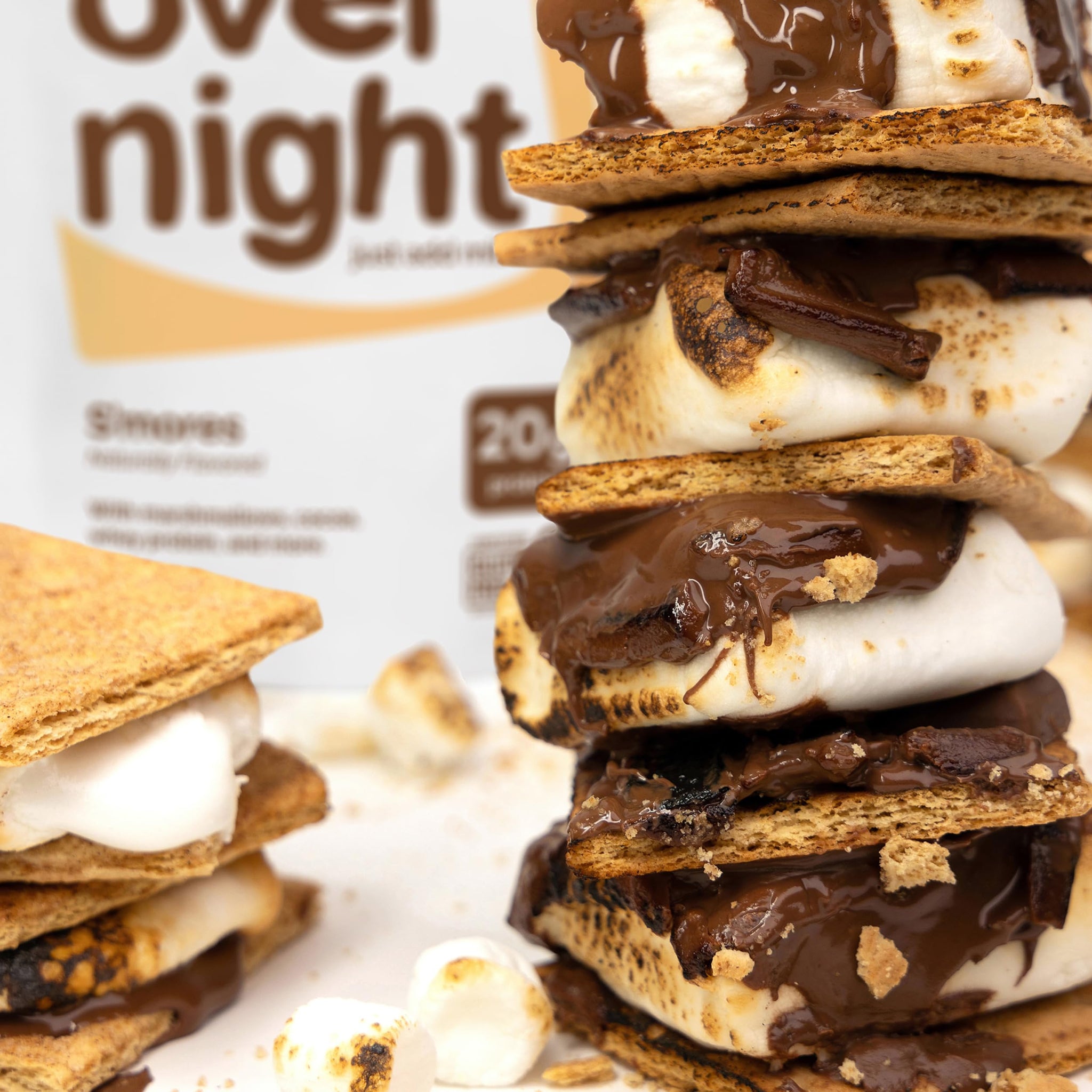 Oats Overnight Smores - Overnight Oats with 22g Protein, High Fiber Breakfast Protein Shake - Gluten Free Oatmeal, Non GMO High Protein Oatmeal (2.8