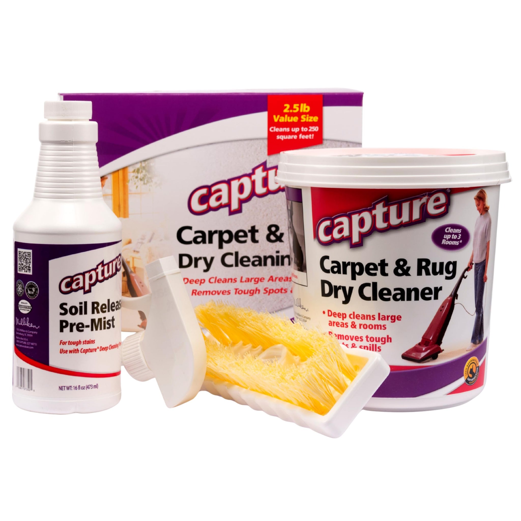 Capture Carpet Total Care Kit 250 - Carpet Deodorizer & Freshener Powder - Spot & Stain Remover - Pet Odor Eliminator - Fresh Natural Scent - Dry Rug