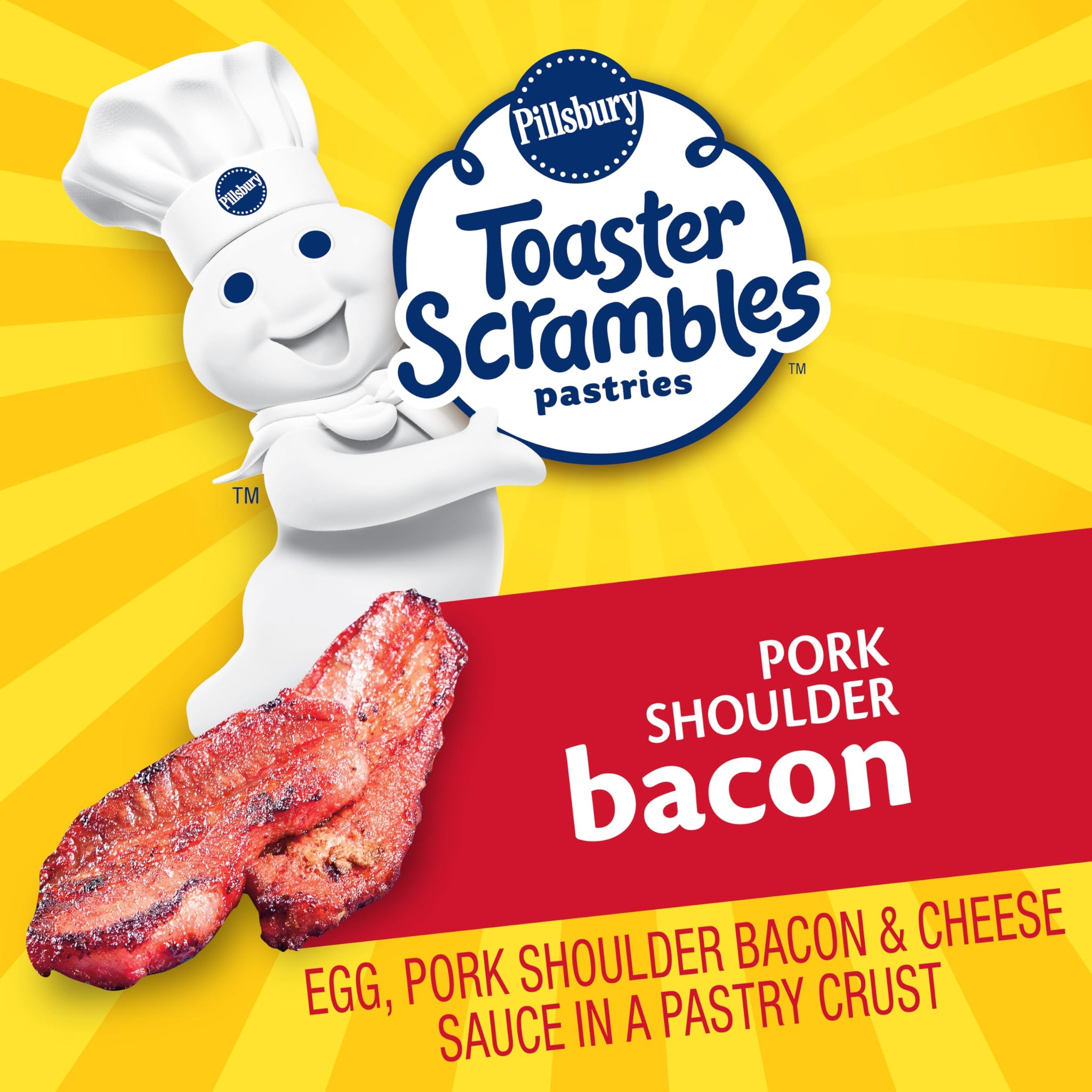 Pillsbury Bacon Toaster Scrambles, Frozen Breakfast Pastries, 4 ct, 7.2 oz