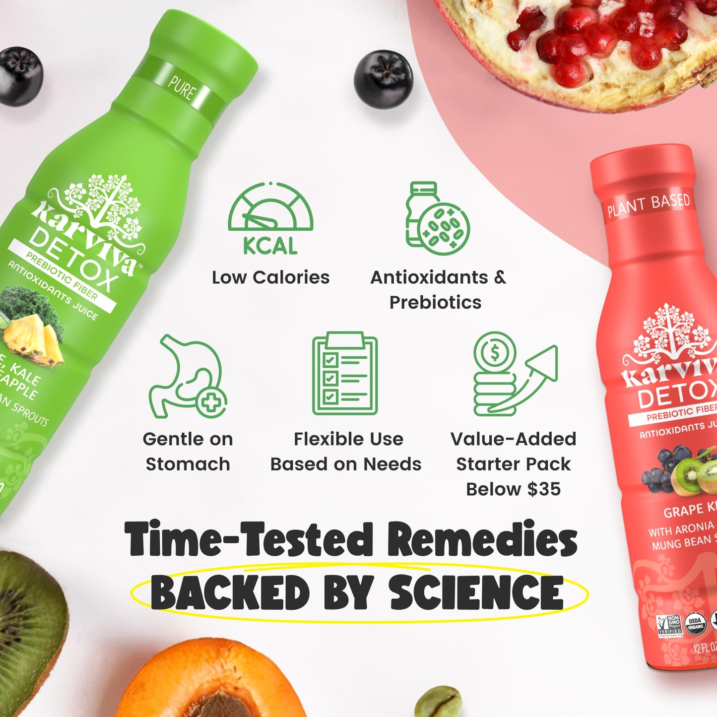 1-Day Juice Fasting, Collagen & Sustained Energy Pack | Ancient Remedies for Gentle Detox, Metabolism Boost | Prebiotics & Minerals, Antioxidants |