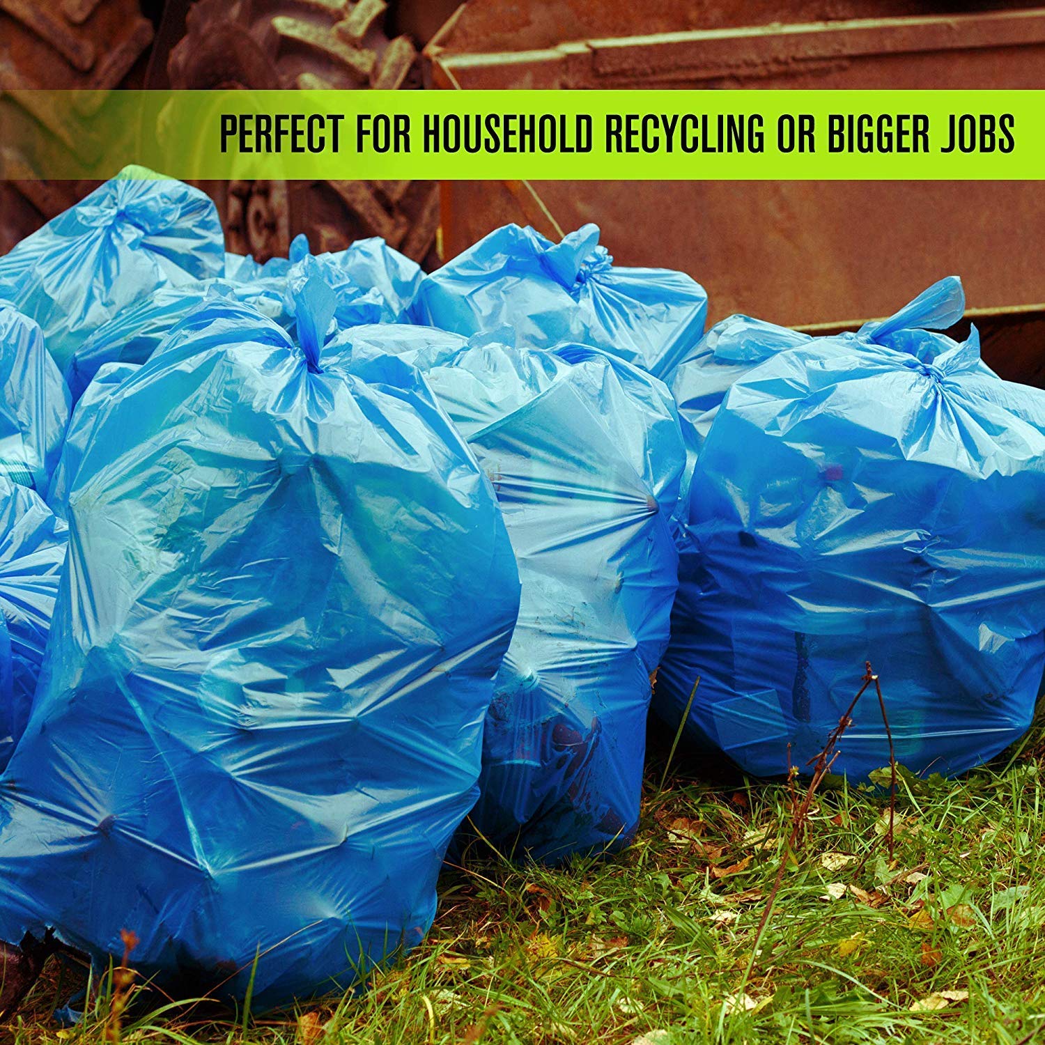 Aluf Plastics Heavy Duty 55 Gallon Blue Trash Bags - (Value 50 Pack) - 1.5 MIL equivalent Industrial Strength Plastic 35" x 55" for 50-55 Gal Cans