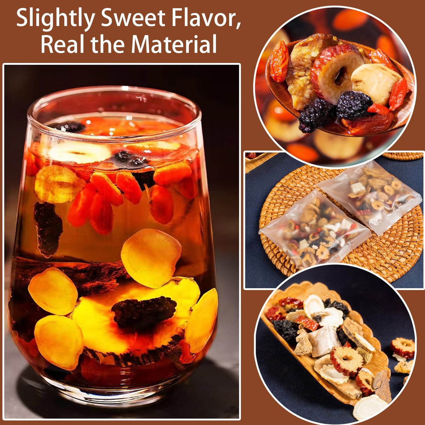 Ginseng Five Treasure Tea, Kidney Teas Formula Ginseng Six Treasure Tea, 6 Precious Ingredients Formula, Traditional Chinese Herbal Cleanse DetoxTea