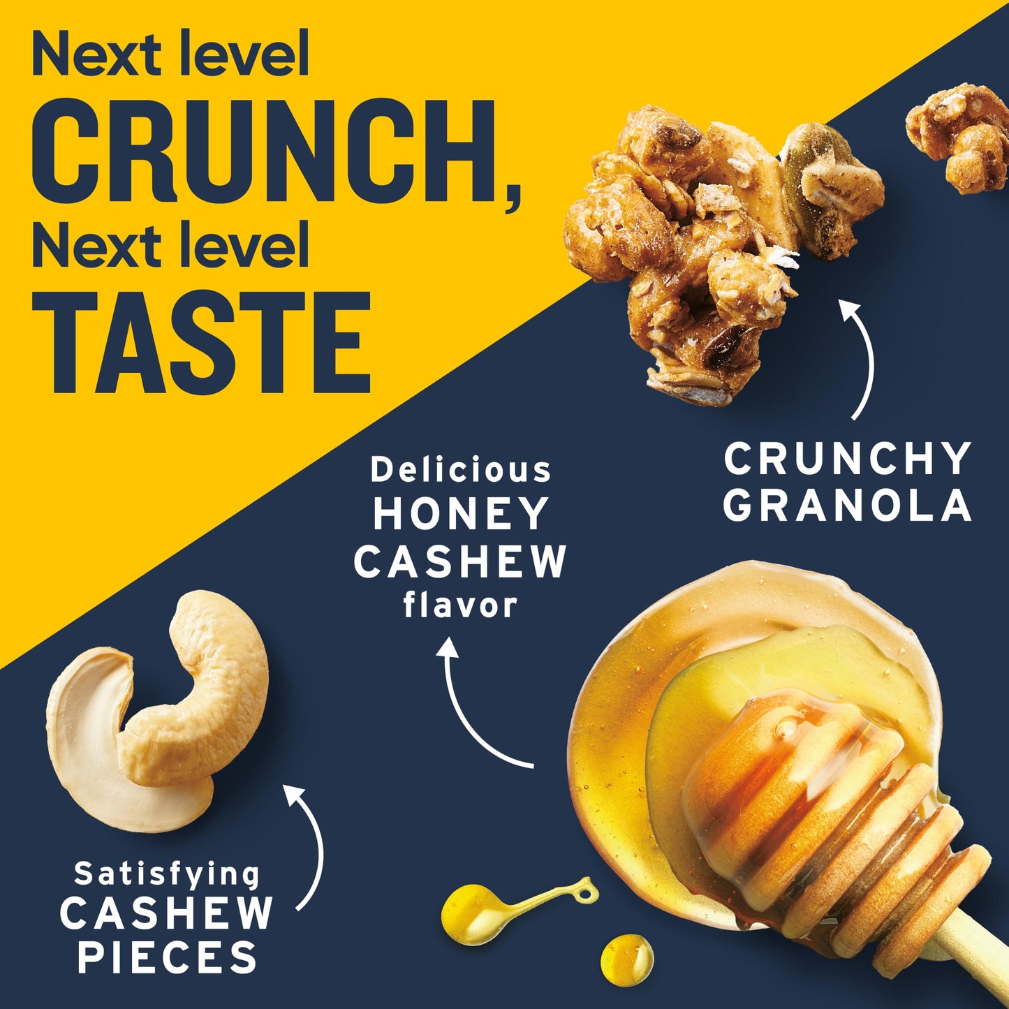 Ratio Protein Fiber Honey Cashew Granola Cereal, 18g Protein, 9.8 oz