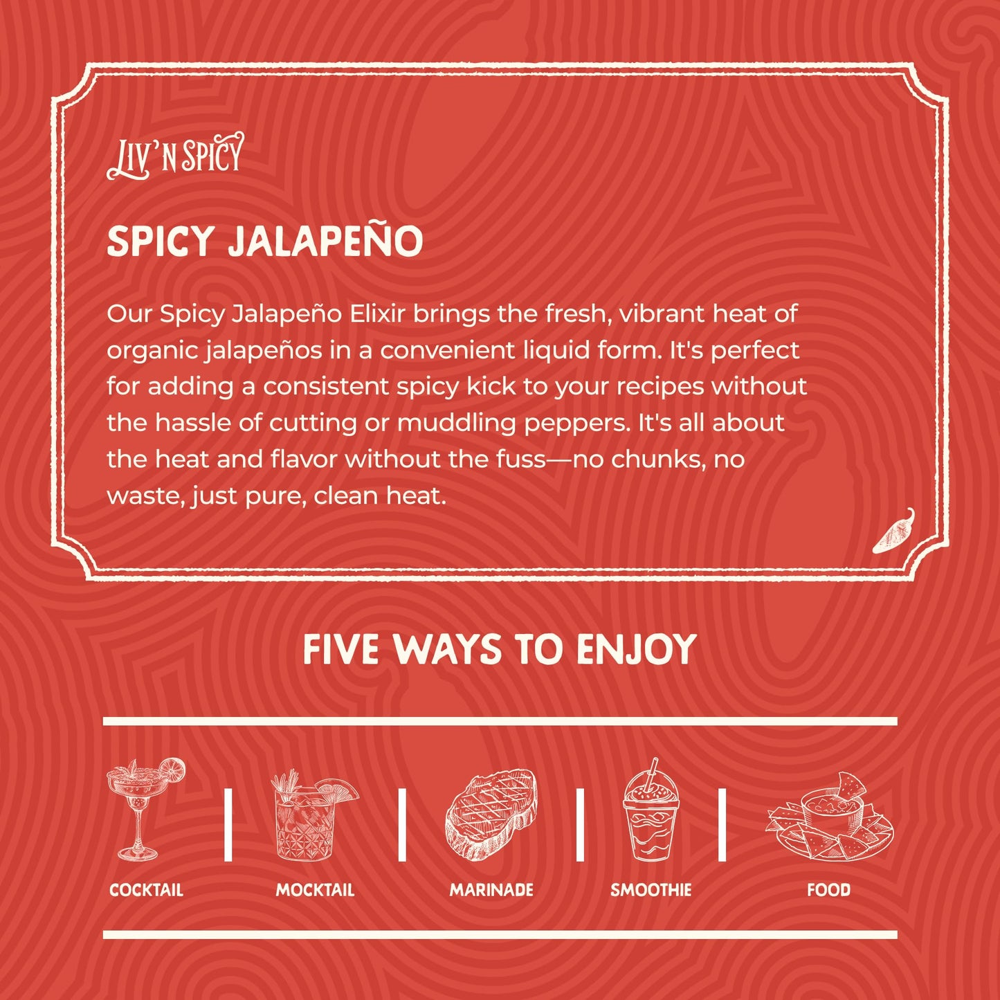 Liv’n Spicy | Spicy Jalapeño Elixir | 3 Pack | Zero Calorie Cocktail Mixer | Vegan | Sugar-Free | Organic Jalapeño Infusion | Guilt-Free Heat | Drink