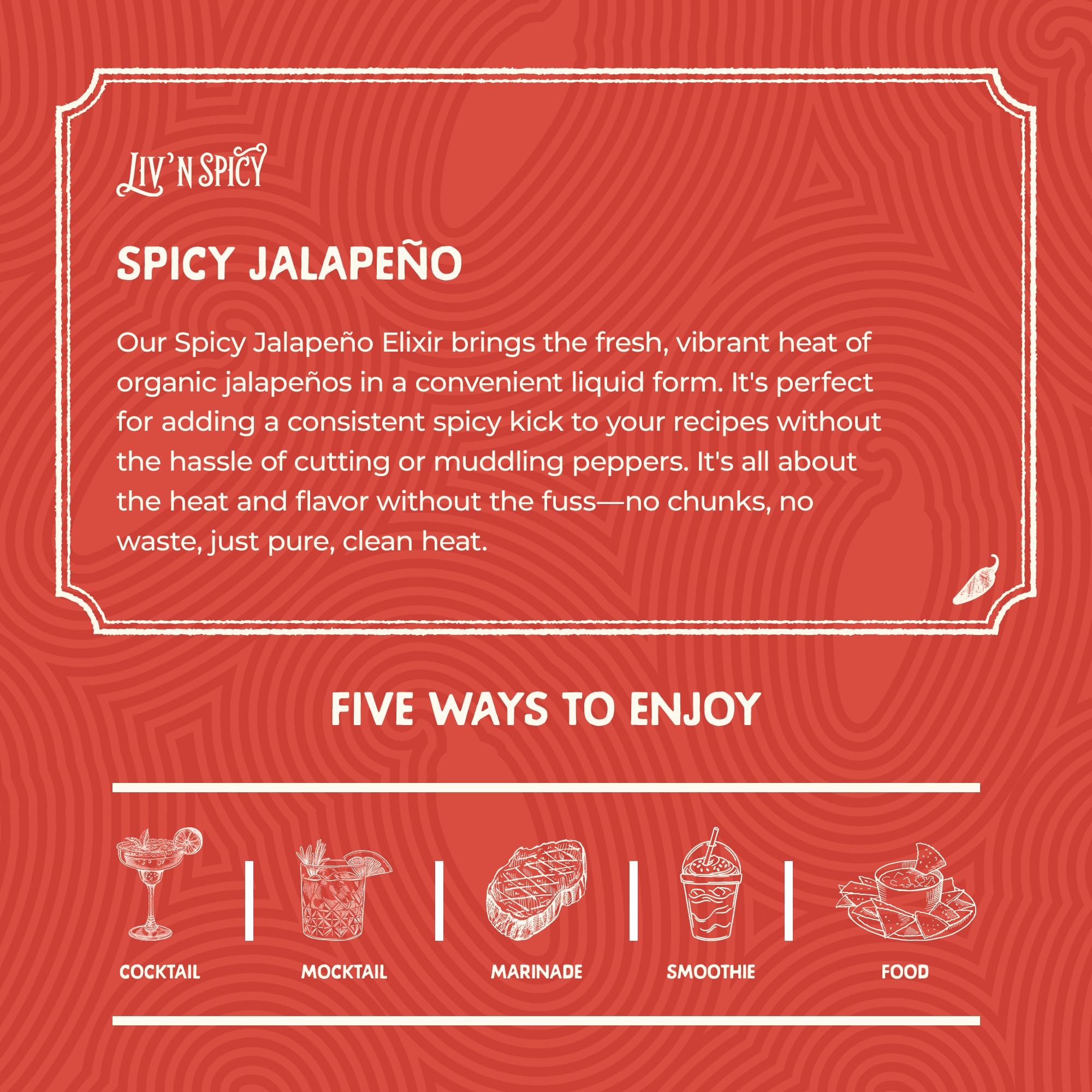 Liv’n Spicy | Spicy Jalapeño Elixir | 3 Pack | Zero Calorie Cocktail Mixer | Vegan | Sugar-Free | Organic Jalapeño Infusion | Guilt-Free Heat | Drink