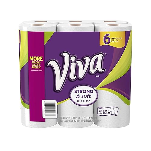 VIVA Choose-A-Sheet Paper Towels White Regular Roll 6 Count, Cloth-Like Texture, Strong & Soft Paper Towels for Ultimate Clean, 6 Count (Pack of 1)