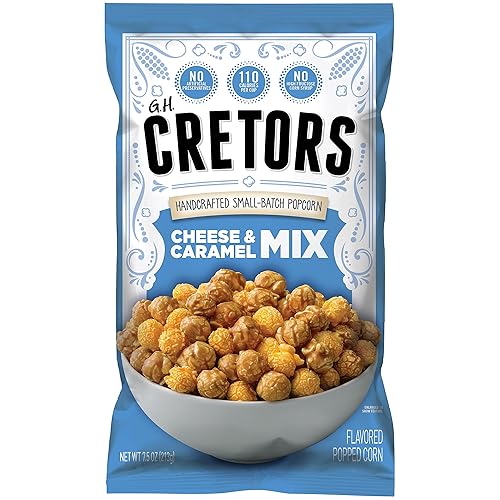 G.H. Cretors’ Gourmet Caramel Corn Popcorn - Irresistible Cheese & Rich Caramel Flavor in Convenient Individual Bags, 7.5 Oz (6 Pack)