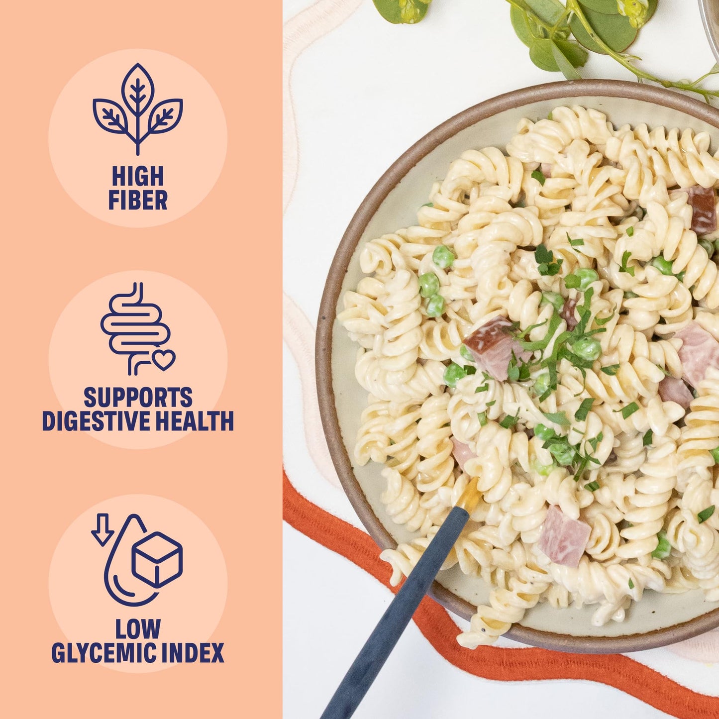 Three Farm Daughters High Fiber Pasta Rotini Pack, Low GI, Non GMO Rotini Pasta Noodles, Low Net Carb, Made in the USA, 12 oz. (2 Pack)