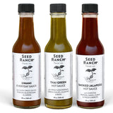 Seed Ranch Hot Sauce Variety Bundle, 3 Pack - Umami Everyday Sauce, Thai Green, Smoked Jalapeno - Mild to Medium Heat, Organic Gourmet Hot Sauce