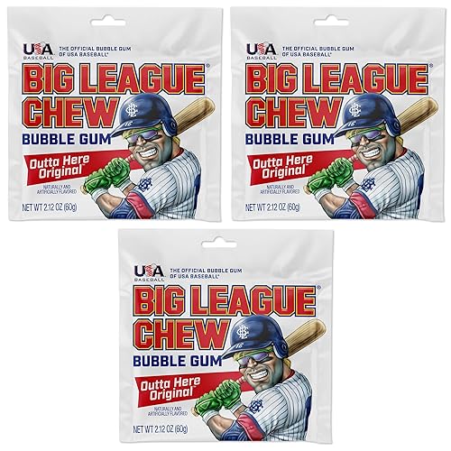 Big League Chew Original Bubble Gum 3-Pack - 2.12oz Packets - Original Baseball Gum - Big League Chew Baseball Candy Set for Treats, Party Favors