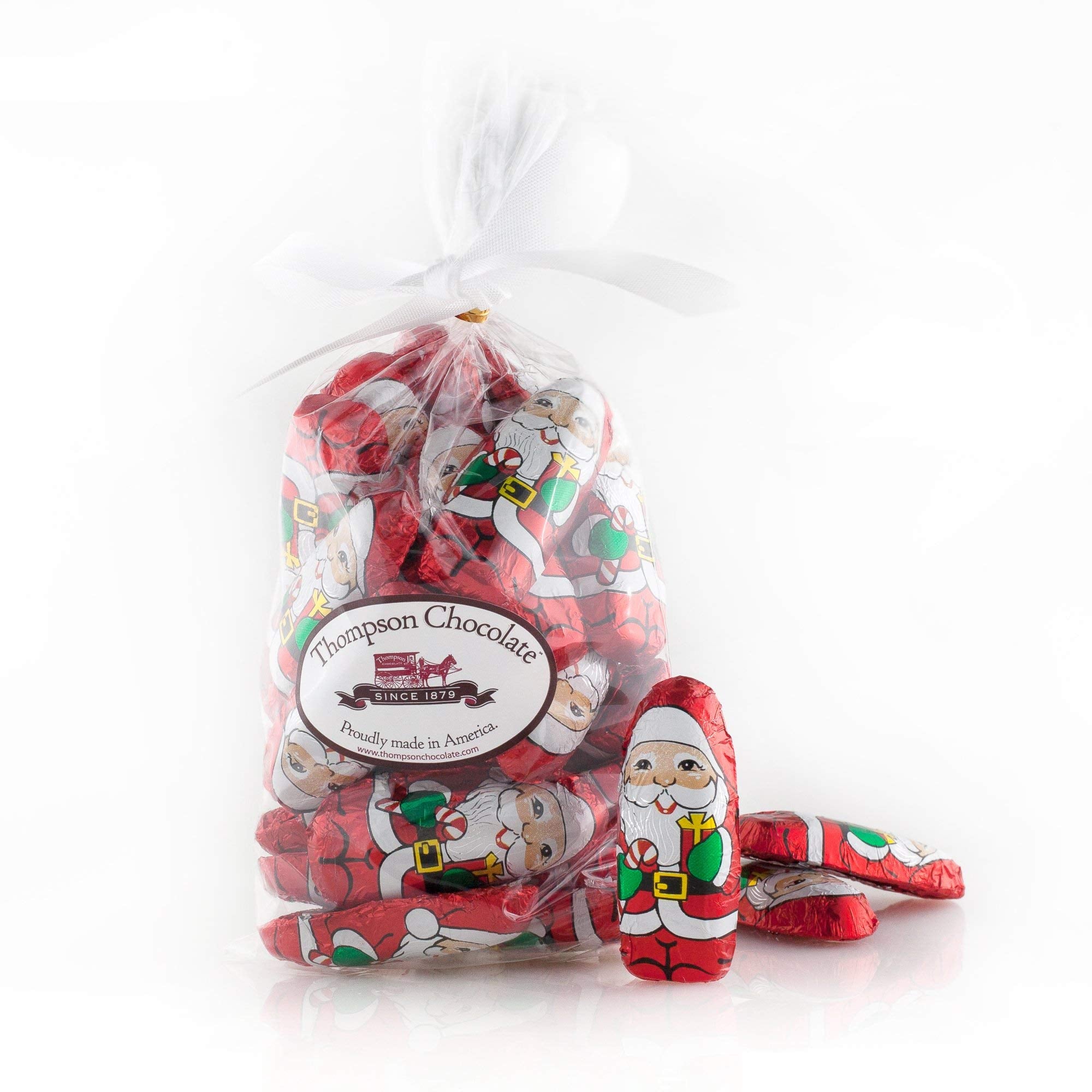 2 LBS of Christmas Chocolate Mini Santas Wrapped In Christmas Italian Foil - Thompson Premium Milk Santa Chocolate