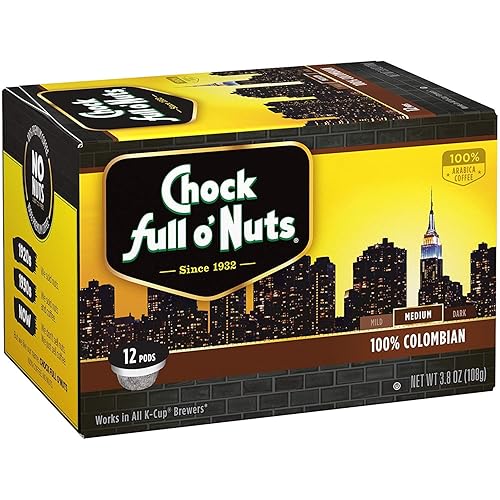 Chock Full O'Nuts, 100% Colombian, Medium Roast Single Serve Coffee, 12 ct, (Pack of 2)