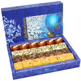 Ghasitaram Gifts Diwali Gifts Sweets- Assorted Box of Kaju Chocolate Barfi,Mango Bite, Mathura Diya and Besan Barfi 800 GMS