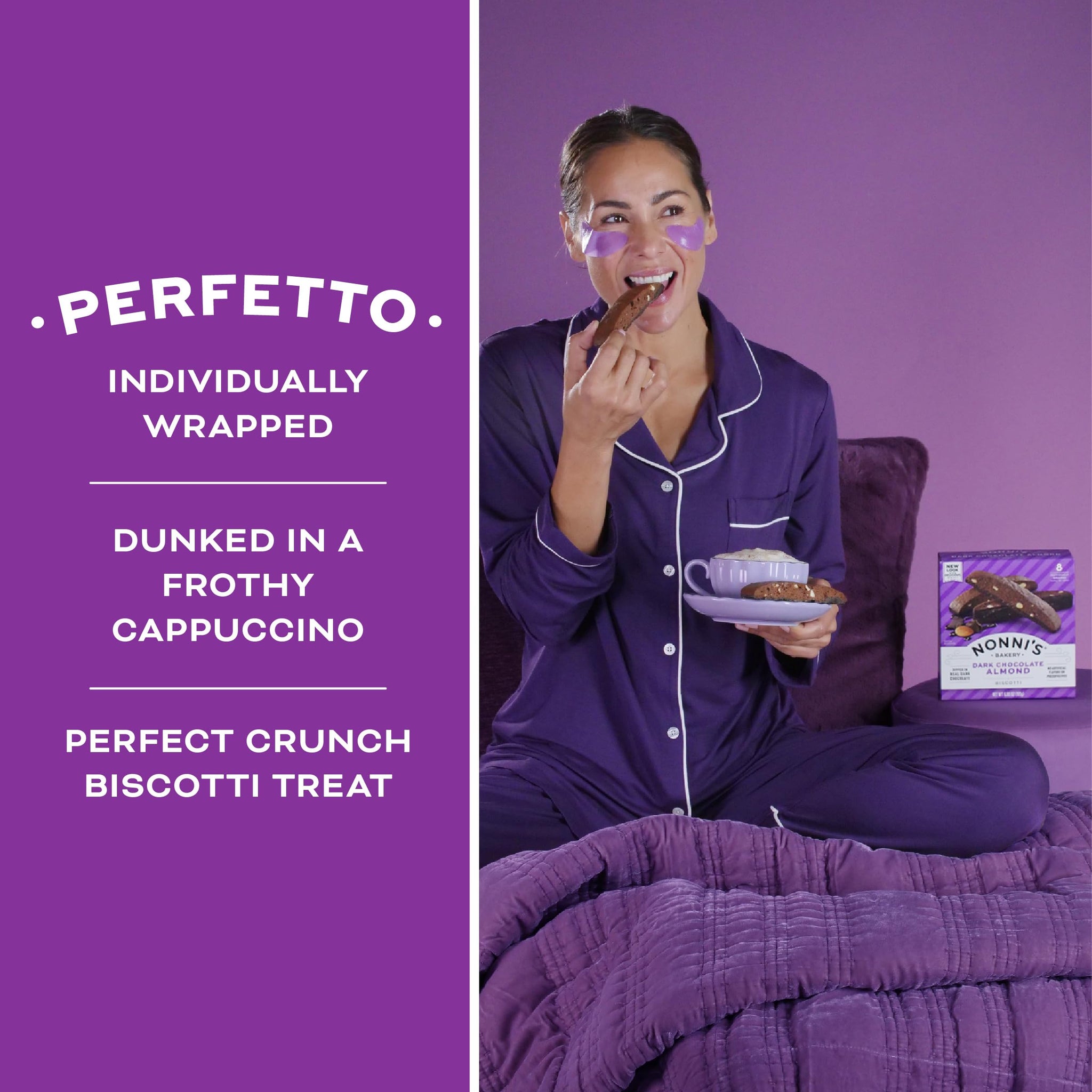 Nonni's Dark Chocolate Almond Biscotti Italian Cookies - 2 Boxes Dark Chocolate Cookies - Biscotti Individually Wrapped Cookies - Italian Biscotti