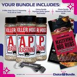 Killer Hogs AP Seasoning All Purpose Premium Barbecue Rub 3 pk (42 oz) + BBQ Guide & Bottle Opener (5 Items)!