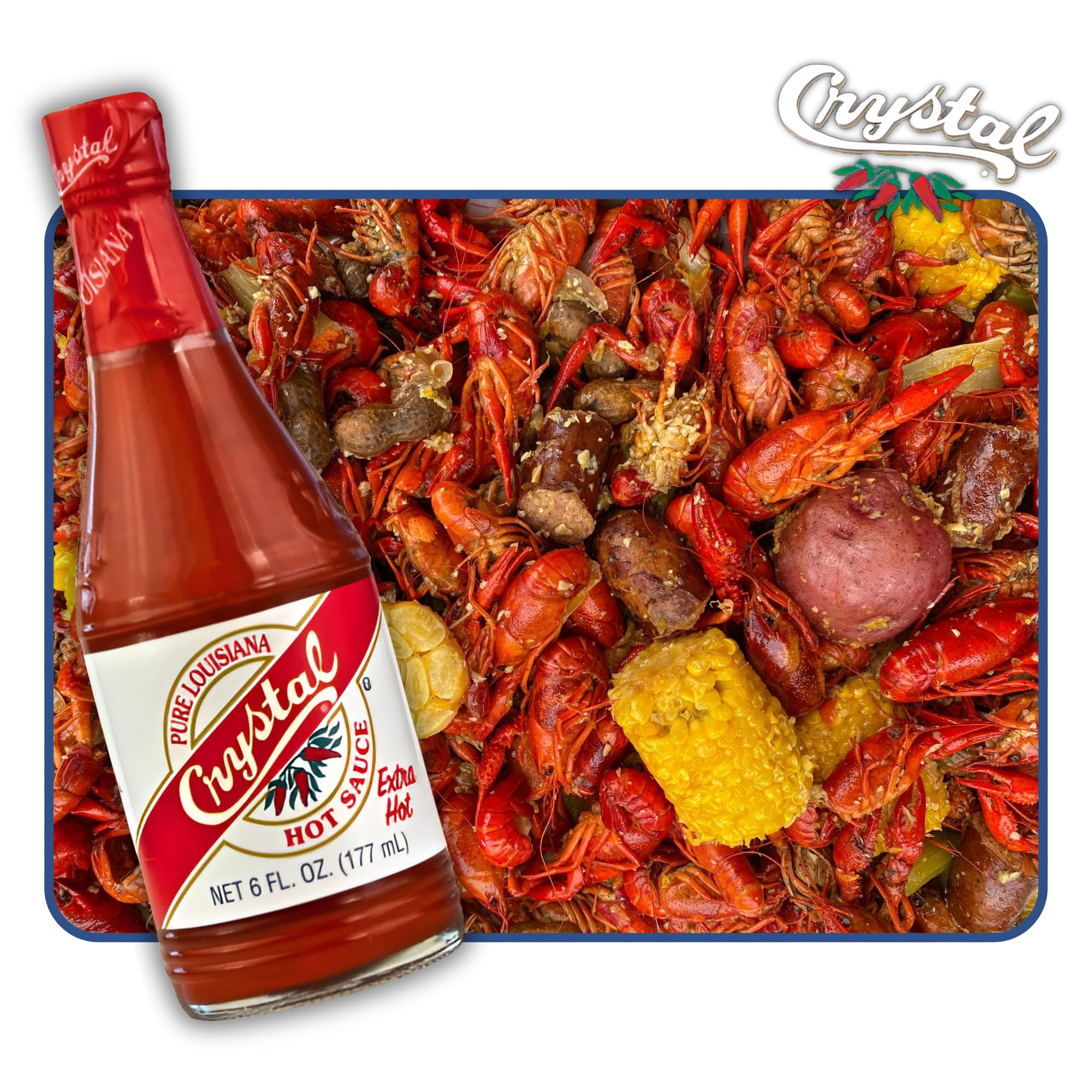Crystal Louisiana's Pure Hot Sauce, Extra Hot - 6 oz Bottle, Low Sodium, Low Fat, All Natural - Fiery Cajun Cayenne Pepper Sauce