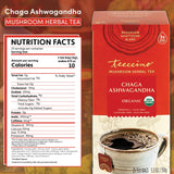Teeccino Chaga Ashwagandha Tea - Butterscotch Cream - Organic Mushroom Adaptogenic Herbal Tea, 3x More Herbs than Regular Tea Bags, Prebiotic