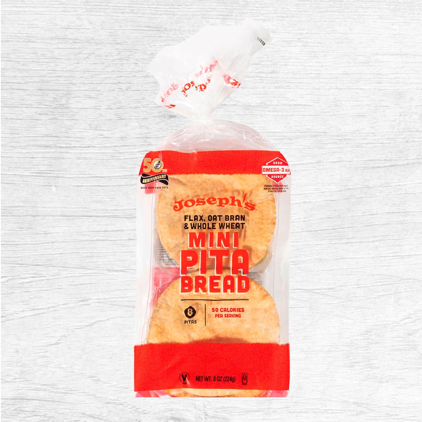 Joseph's Low Carb MINI Pita Bread 6-Pack, Flax, Oat Bran and Whole Wheat, 5g Carbs Per Serving, Fresh Baked (8 Per Pack, 48 MINI Pita Breads Total)