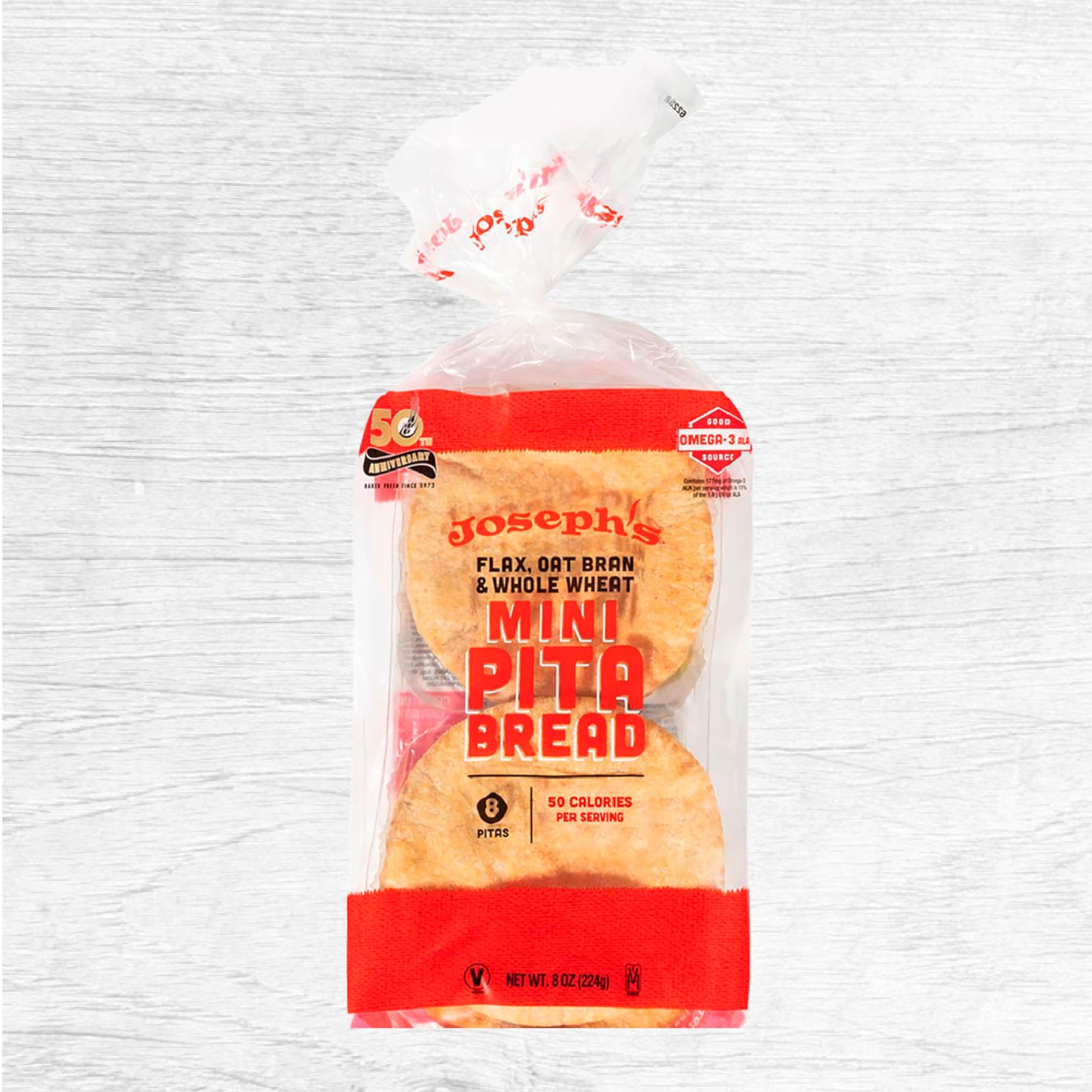 Joseph's Low Carb MINI Pita Bread 6-Pack, Flax, Oat Bran and Whole Wheat, 5g Carbs Per Serving, Fresh Baked (8 Per Pack, 48 MINI Pita Breads Total)