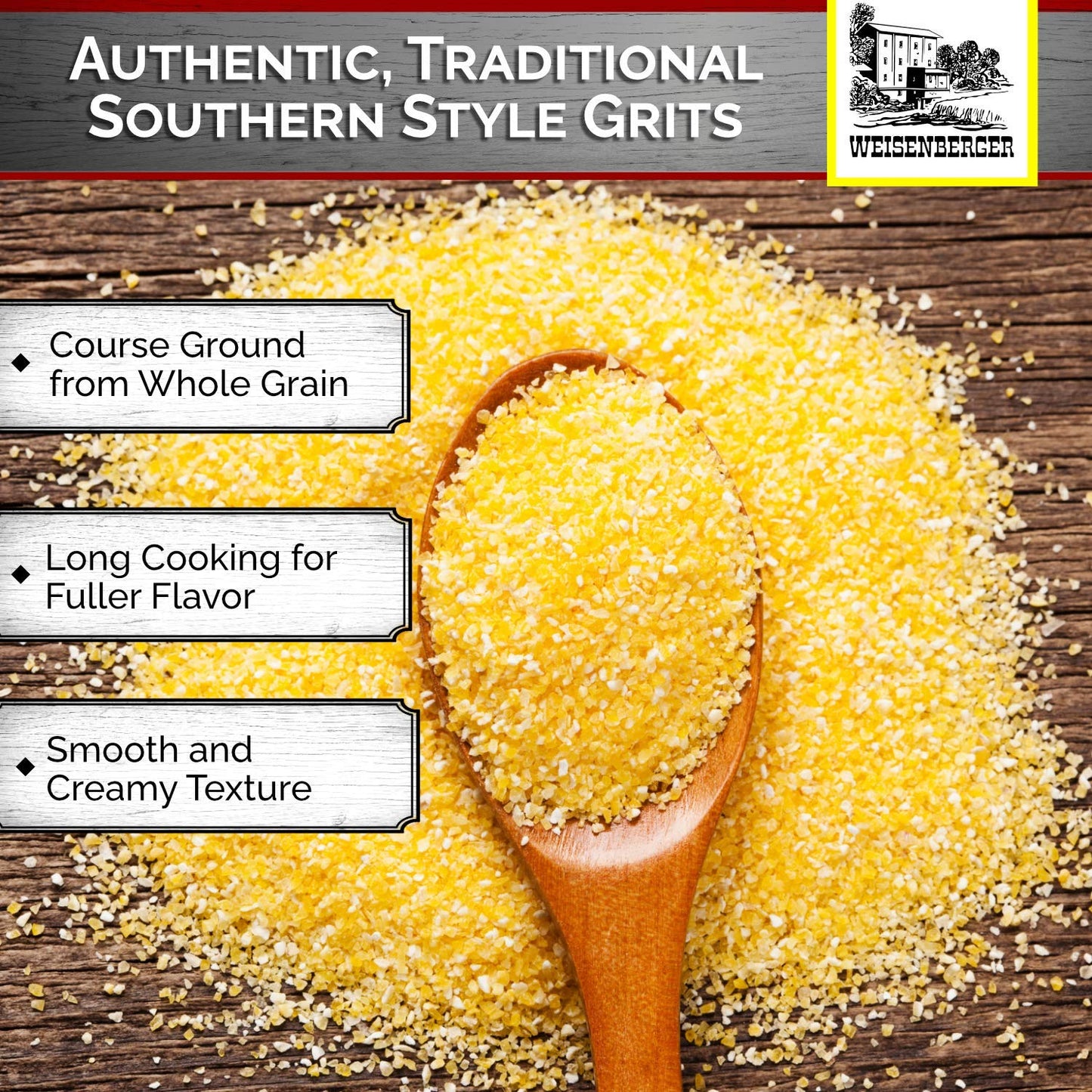 Weisenberger Stone Ground Yellow Grits, 2 lb -2 Pack