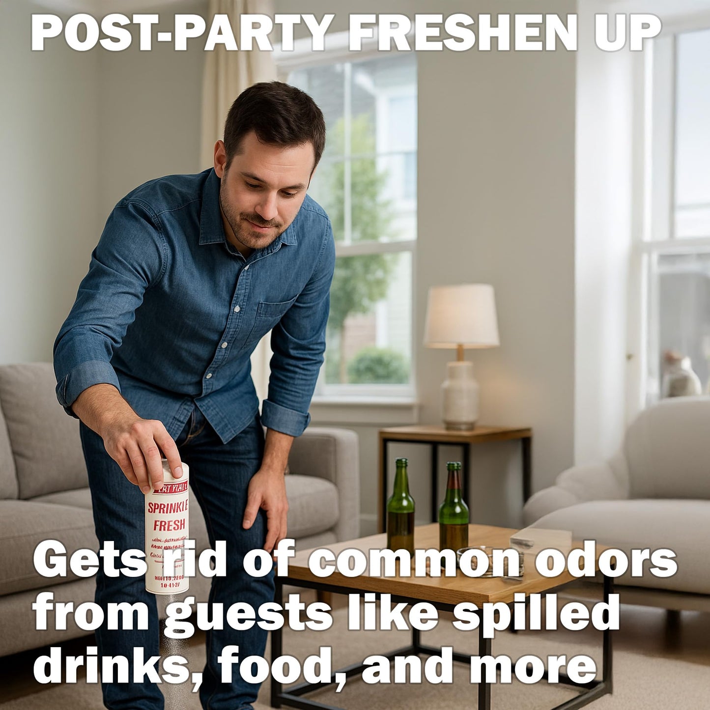 Sprinkle Fresh Carpet Freshener & Deodorizer Powder, Use on Upholstery, Garbage Cans & Dumpsters, 16 oz