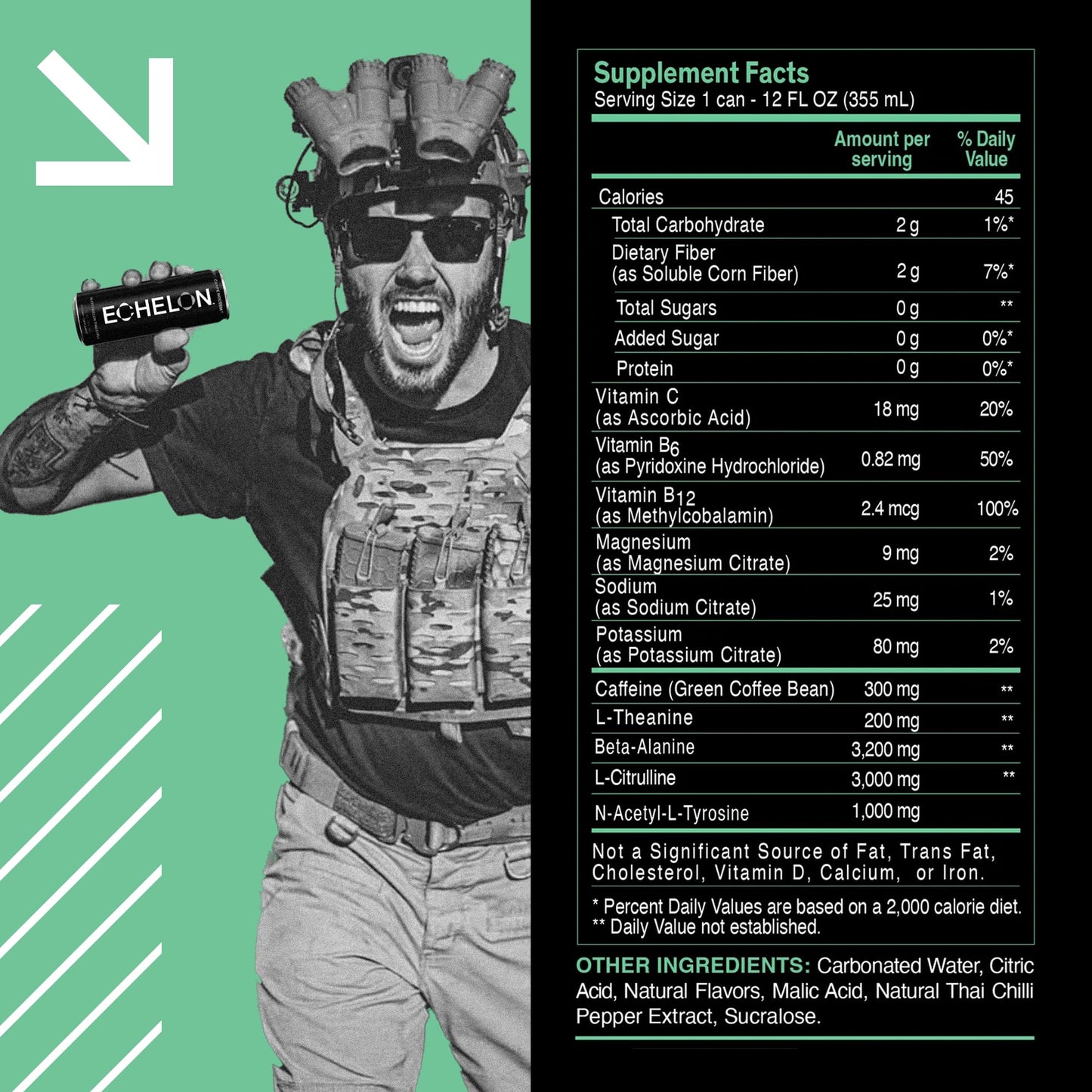 Echelon Pre-Workout Energy Drink | Watermelon Thai Chili | 12 Pack | Sustained Energy, Focus and Endurance Dietary Supplement | 300mg of Caffeine |