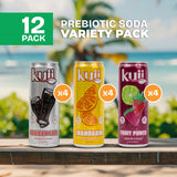 Kuii Prebiotic Soda Variety Pack - 12 Count with Mexican Cola, Mandarin & Fruit Punch Flavors - Sparkling Gut-Friendly Drinks for Refreshing