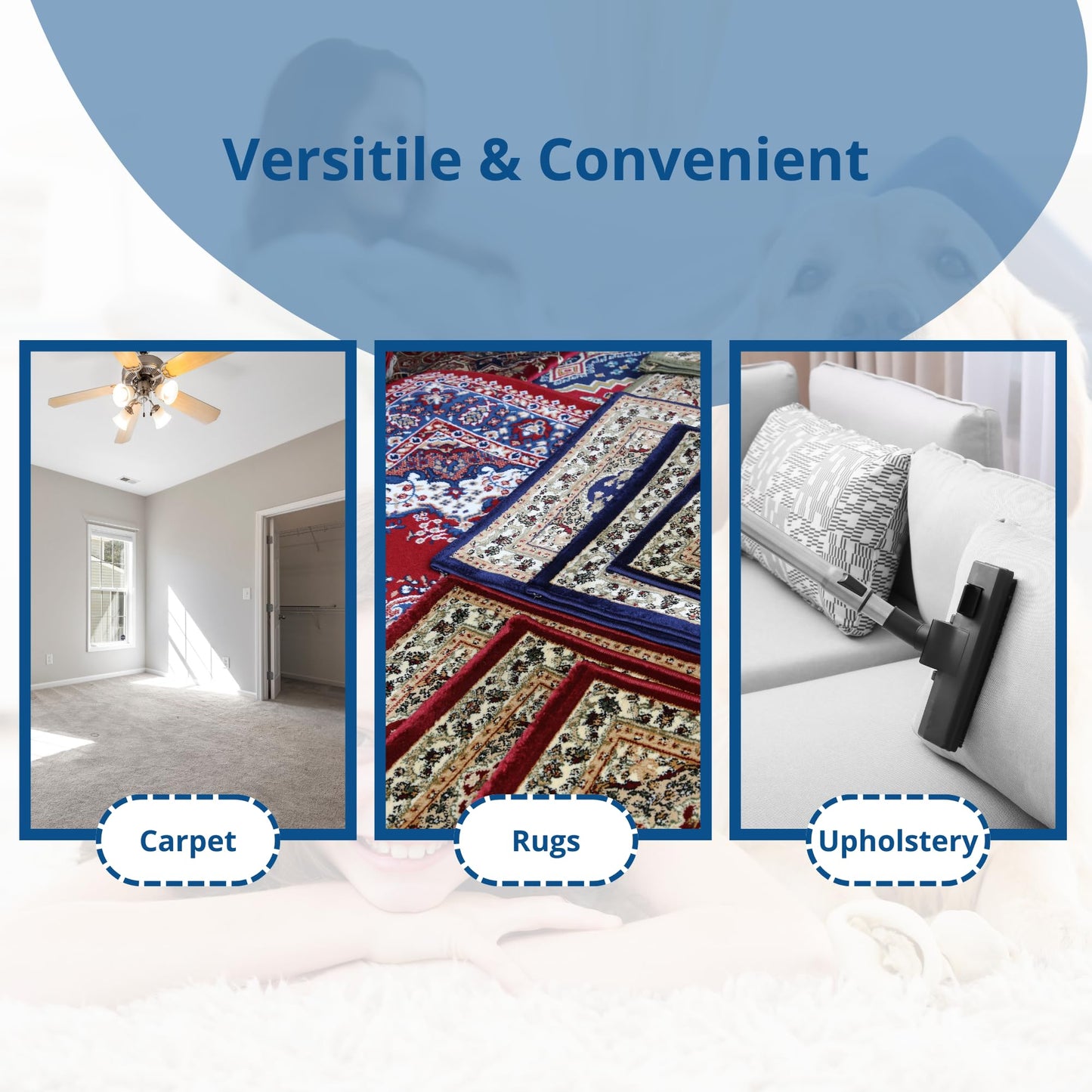 SaniClean Dry Carpet & Rug Cleaning Powder - Deep Cleans, Spill Cleanup, Spot & Stain Remover, Pet Mess | Brush In, Vacuum Out | For Large Areas Or
