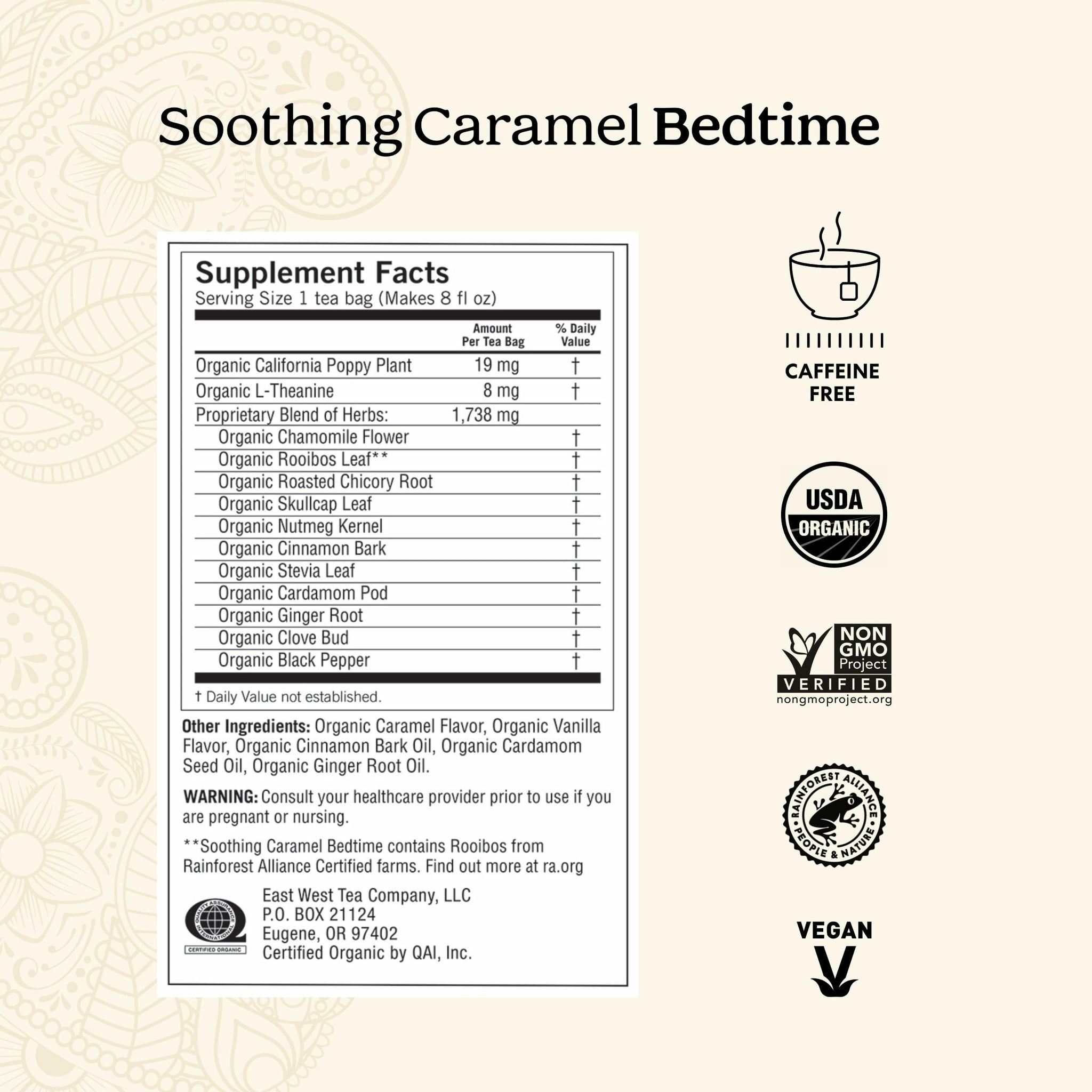 Yogi Tea Soothing Caramel Bedtime Tea - 16 Tea Bags per Pack (6 Packs) - Calming Sleep Tea - Supports Good Sleep - Includes Chamomile Flower, Rooibos