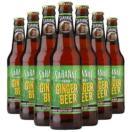 Saranac World Famous Hand-Crafted Ginger Beer Soda Soft Drink, 12 fl oz (12 Glass Bottles)