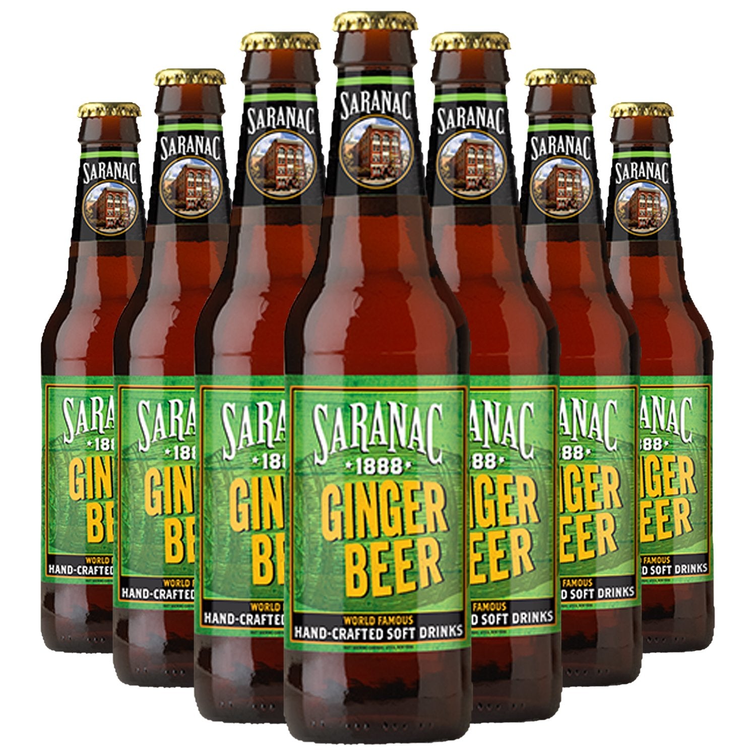 Saranac World Famous Hand-Crafted Ginger Beer Soda Soft Drink, 12 fl oz (12 Glass Bottles)