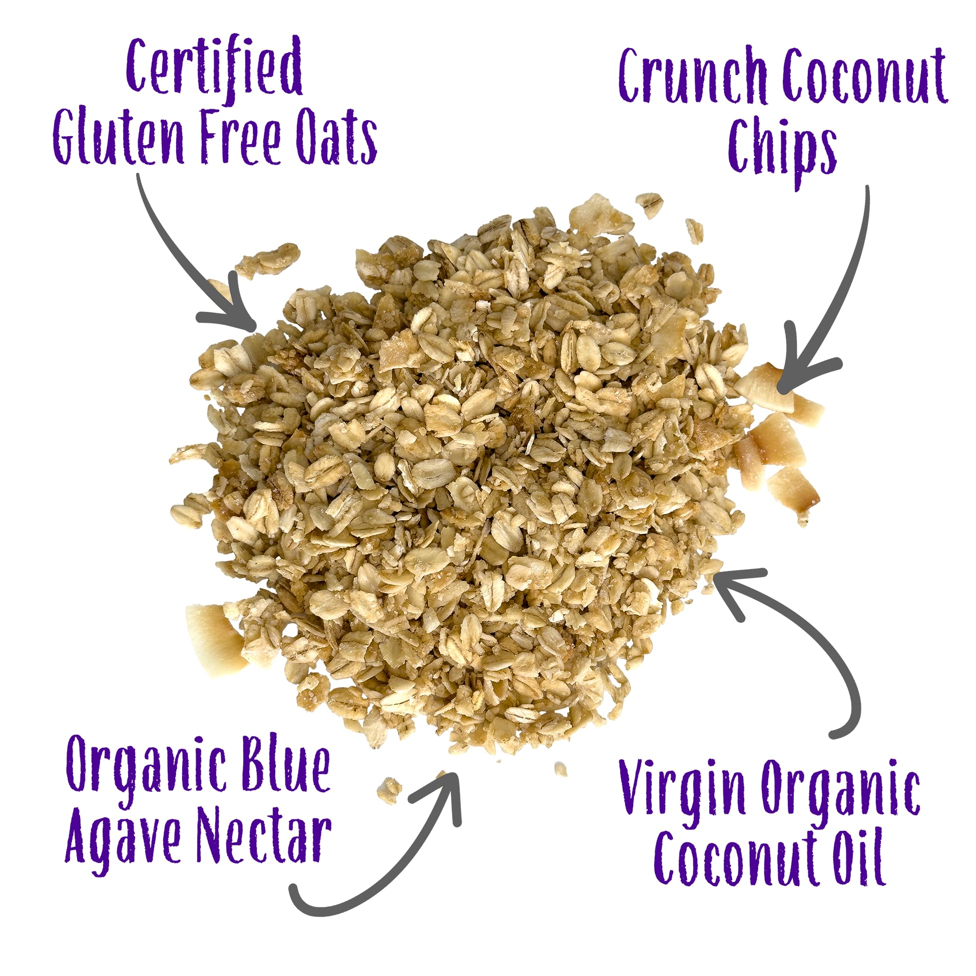 Laura's Gourmet Granola Coconut Crunch, 12 oz - 3 packs, Gluten-Free Oats, Vegan, Dairy & Soy Free Snack, Organic Agave & Coconut Chips, Artisan