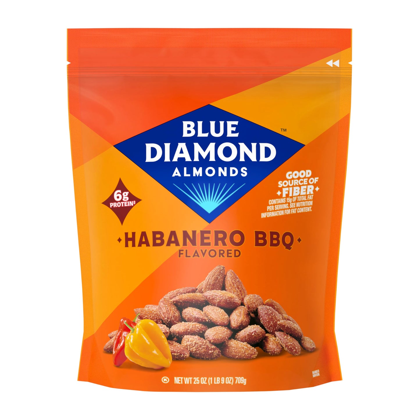 Blue Diamond Almonds Habanero BBQ Flavored Snack Nuts, 25 Oz Resealable Bag (Pack of 1)