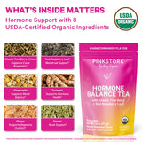 Pink Stork Hormone Balance Tea for Women - Red Raspberry Leaf & Chasteberry (Vitex) - Organic Herbal Tea for PMS, Menstrual Cycle + Perimenopause