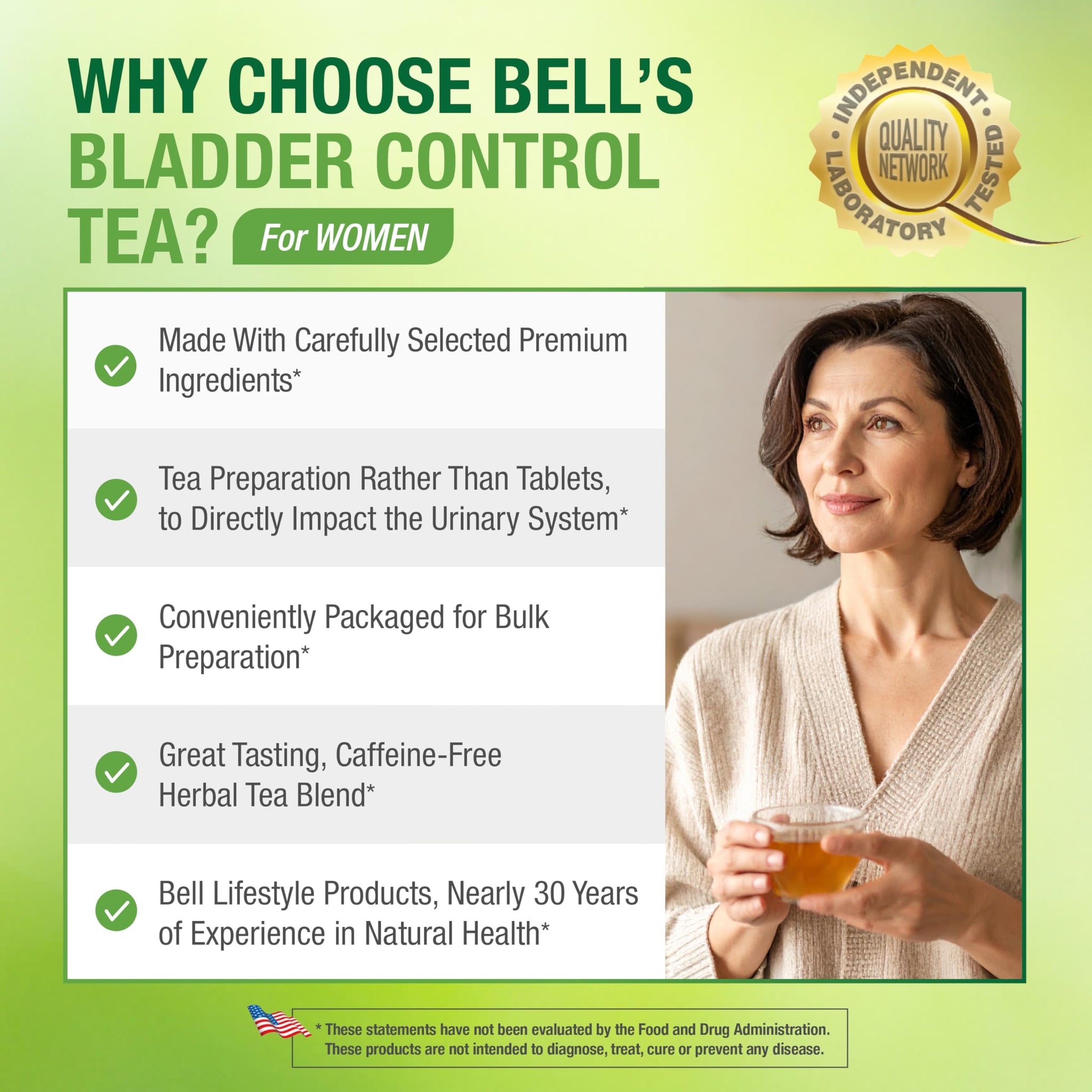 Bell Bladder Control Tea for Women™ - A Special Herbal Tea to Help Support Healthy Urinary Balance and Control - Kidney Tea