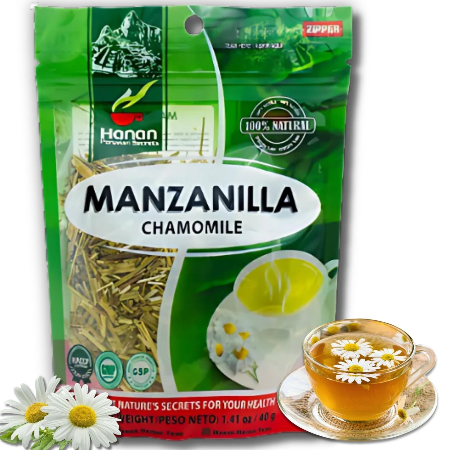 Hanan Te de Manzanilla 40g - Chamomile Loose Leaf Tea for Relaxation & Digestive Support, Natural Herbal Tea from Peru (1.41oz)